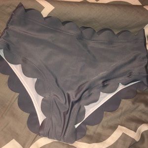 Gray scalloped bathing suit bottoms